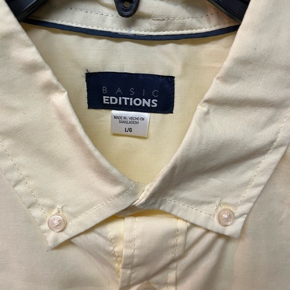 Basic Editions Men's Light Yellow Button Down Shirt. Size Large - Picture 2 of 5